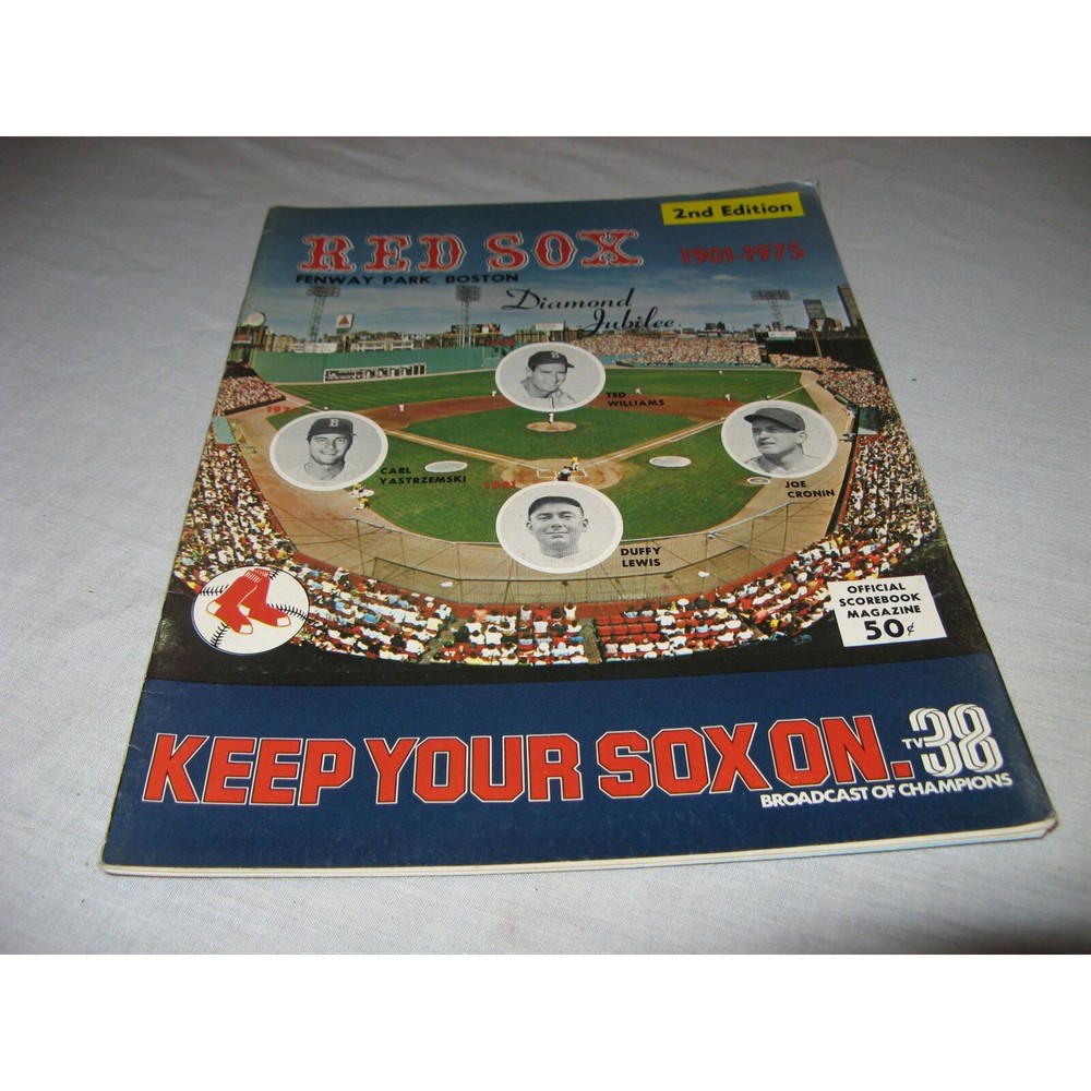 1975 Red Sox Fenway Park 1901-1975 Diamond Jubilee Official Program Ted Williams